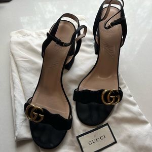 Gucci Marmont Mid Block Heel Sandals